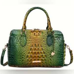 Green and Yellow Croc-Embossed Satchel NWT